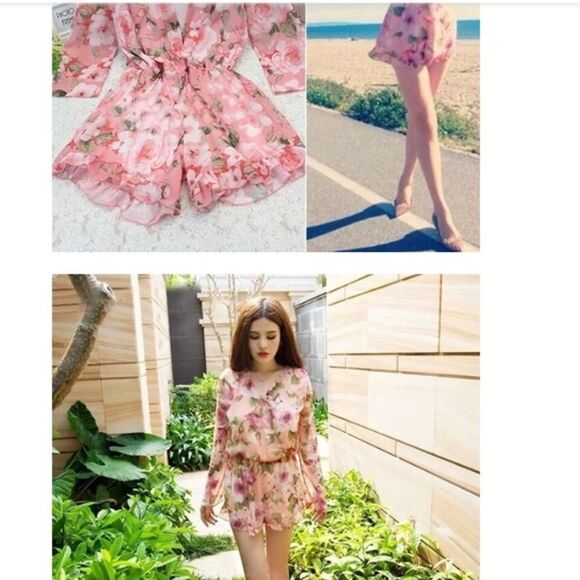 Sexy Floral Chiffon Romper Size Small - Picture 3 of 4